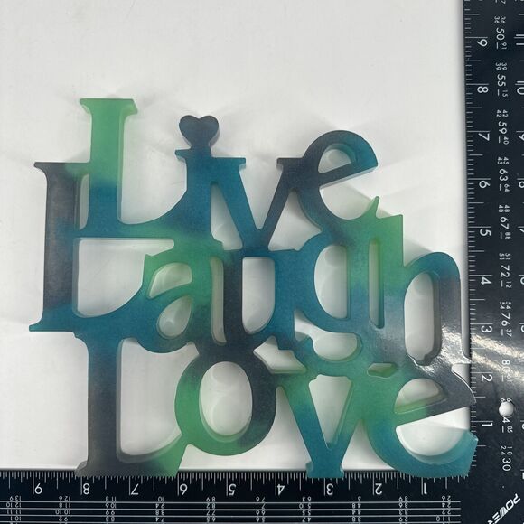 Live Laugh Love Wall Decor Green Blue Resin Retro 8.5” W x 7.6” L Gift 1970s - Picture 5 of 9